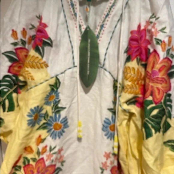 Farm Rio Bloom Garden embroidered linen maxi dress, Size L - Picture 10 of 14